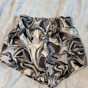 SO Black and White Athletic Shorts with Abstract Design